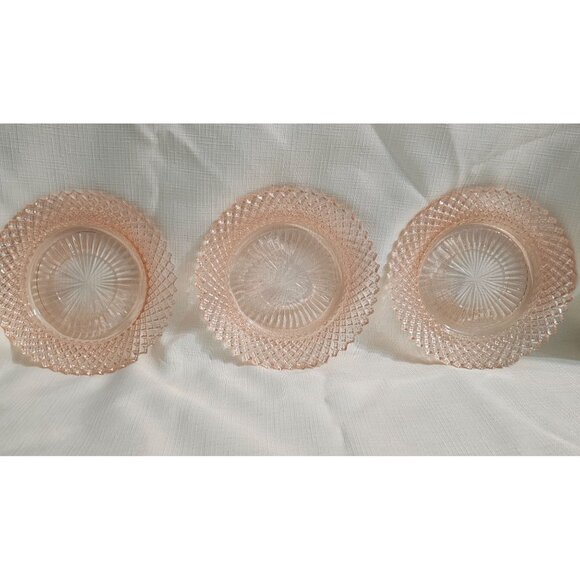 Pink 5 Inch Dessert Plates - Set of 3 or Candle /Trinket Holders - Picture 1 of 5